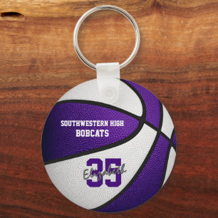 Llavero colores de equipo blanco morado chicas baloncesto