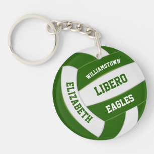 Llavero colores de equipo blanco verde de voleibol persona