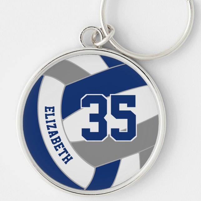 Llavero colores de equipo gris azul voleibol personalizado (Frente)