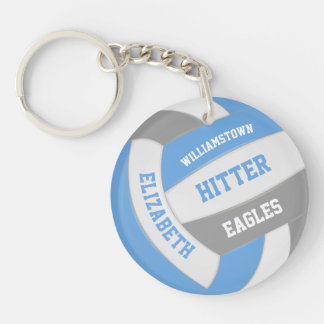 Llavero colores de equipo gris azul voleibol personalizado