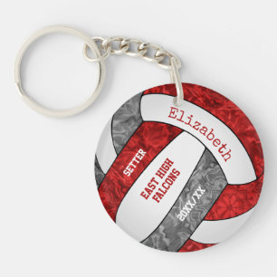 Llavero colores de equipo gris rojo de voleibol personaliz