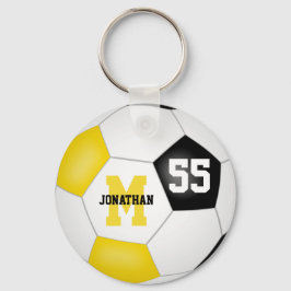 Llavero colores de la escuela de oro negro chicas de fútbo
