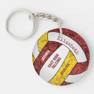 Llavero colores del equipo de oro de maroon voleibol perso
