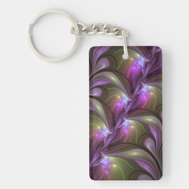 Llavero Colorful Abstract Violet Purple Khaki Fractal Art (Frente)