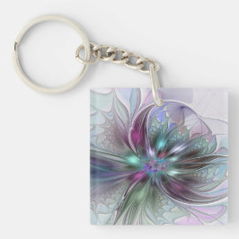Llavero Colorful Fantasy Abstract Modern Fractal Flower