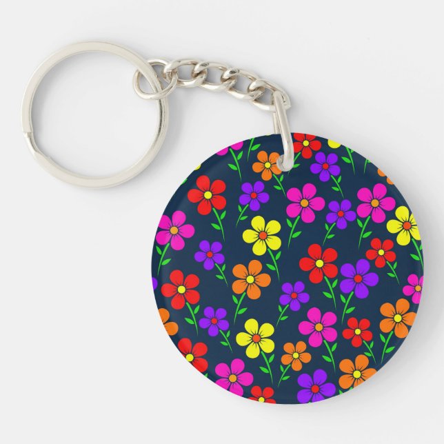 Llavero Colorful Flowers Floral Pattern (Frente)