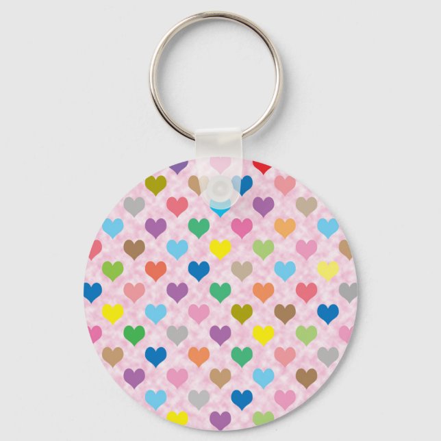 Llavero Colorful hearts pattern (Anverso)