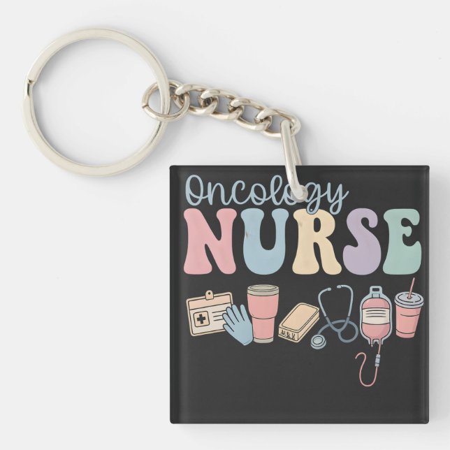 Llavero Colorful Oncology Nurse Retro Aesthetic (Frente)