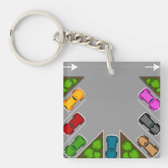 Llavero Colorful Parking Lot Overhead View Car Enthusiast (Frente)