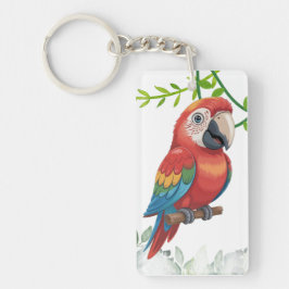 Llavero Colorful Parrot Acrylic Keychain – Bird & Plant