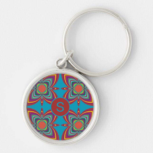 Llavero Colorful Psychedelic Geometric Pattern Monogram (Frente)