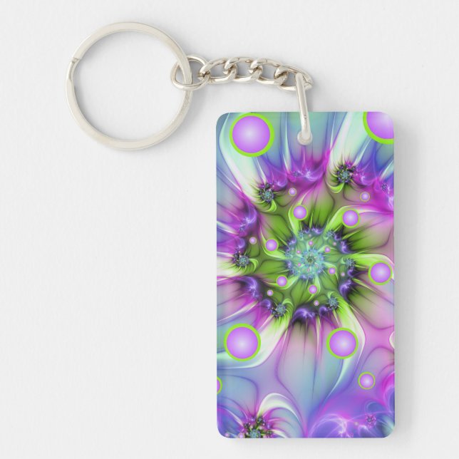 Llavero Colorful Spiral Round Shapes Abstract Fractal Art (Frente)