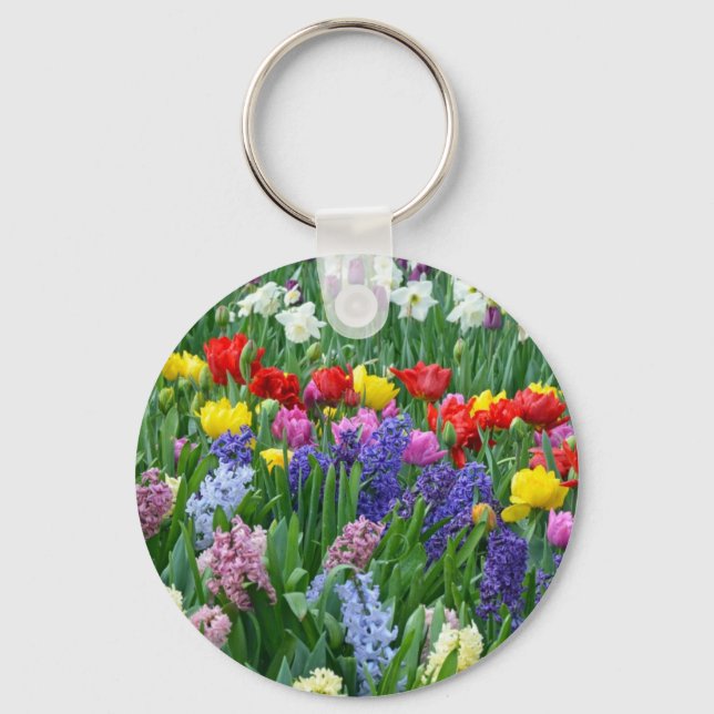 Llavero Colorful spring flower garden (Anverso)