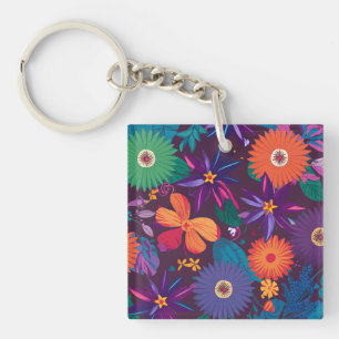 Llavero Colorful Tropical Floral Pattern with Bold Blooms