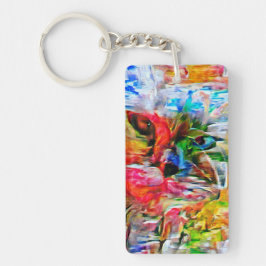 Llavero Colorida abstracción de arte de gatos expresionist