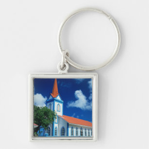 Llavero Colorida iglesia en la isla de Tahaa en el