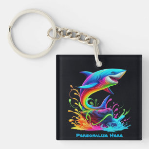 Llavero Colorida salpicadura de tiburón