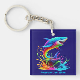 Llavero Colorida salpicadura de tiburón