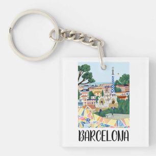 Llavero Colorida vista de Barcelona España