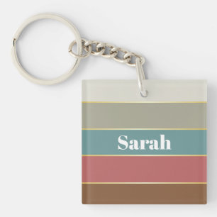 Llavero Coloridas bandas de color Pastell Gold personaliza