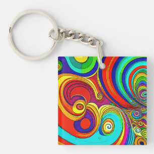 Llavero Coloridas Y Groovy Arcoiris Swirls