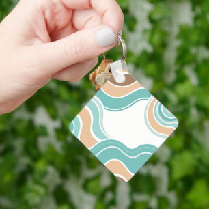 Llavero Colorido abstracto ondulado azul naranja marrón