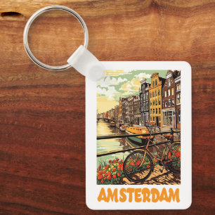 Llavero Colorido Amsterdam Vintage Holanda Ciudad Canal
