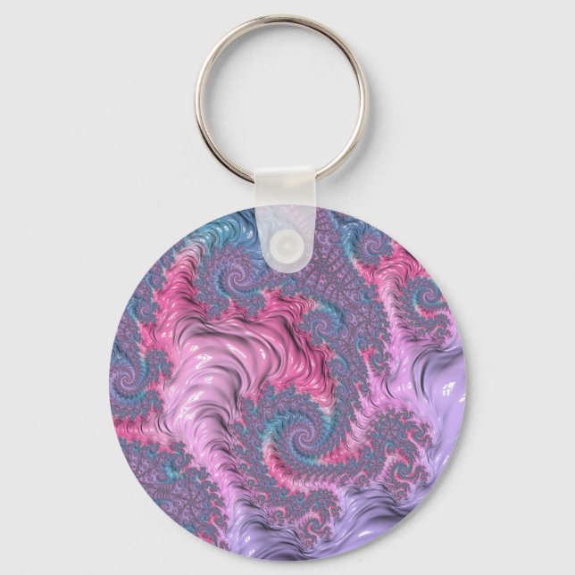 Llavero Colorido Boho Hippie Groovy Trippy Pastel Fractal (Anverso)
