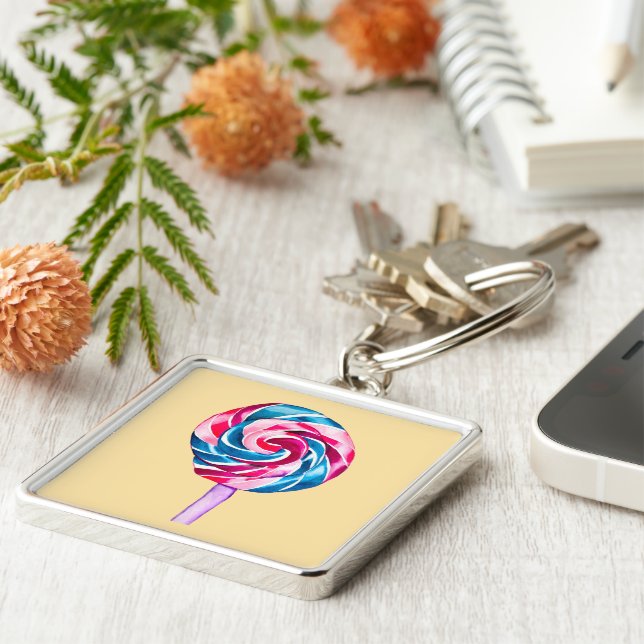 Llavero Colorido caramelo lipeta acuarela arte (Lado)