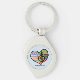 Llavero Colorido corazón de música arcoiris personalizado