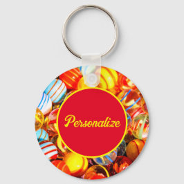 Llavero Colorido en la vieja escuela de mármol de vidrio