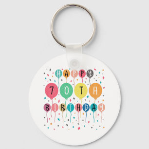 Llavero Colorido Feliz 70 cumpleaños con globos