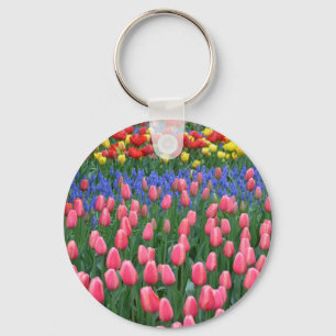Llavero Colorido jardín de tulipanes de primavera