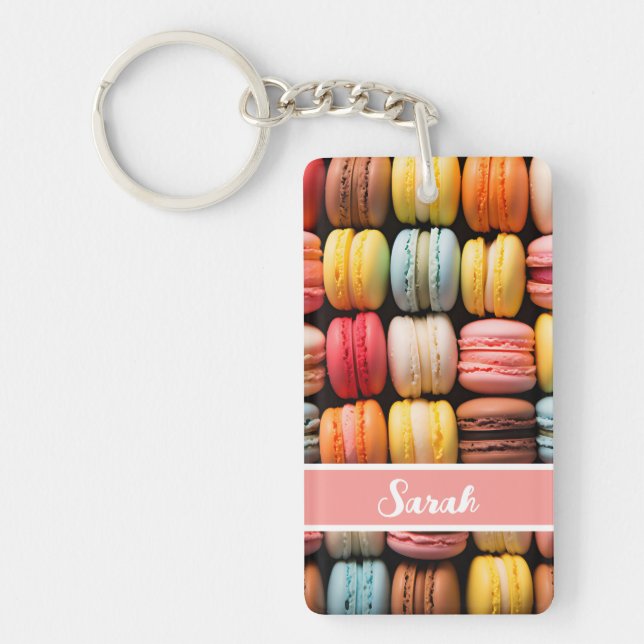 Llavero colorido macarons panadería nombre individual (Frente)
