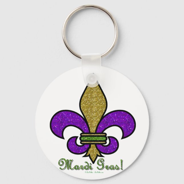 Llavero Colorido Mardi Gras Fleur De Lis (Anverso)