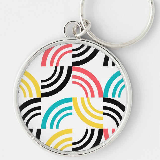 Llavero Colorido, moderno, divertido, gráfico geométrico a (Frente)