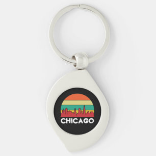 Llavero Colorido paisaje de la ciudad de Windy de Chicago