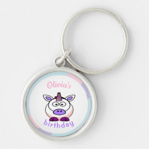 Llavero Colorido pastel de cumpleaños unicornio personaliz