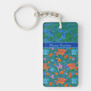 Llavero Colorido Personalizado de peces divertidos Oblong 