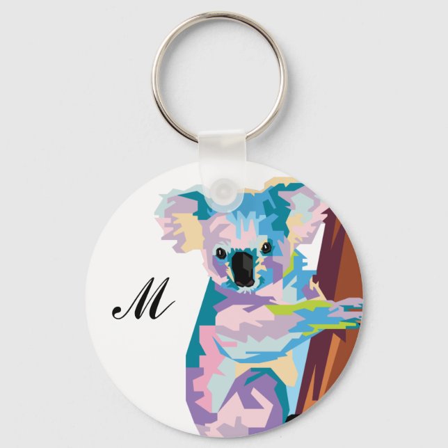 Llavero Colorido Pop Art Koala Monogramado (Anverso)