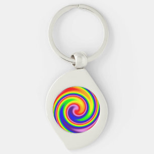 Llavero Colorido remolino de arcoíris hippie retro
