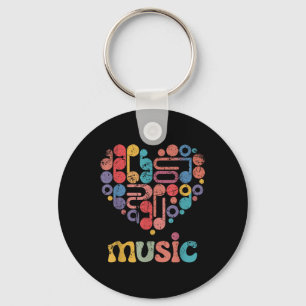 Llavero Colorido Tee De Corazón De Música Vibrante Para En