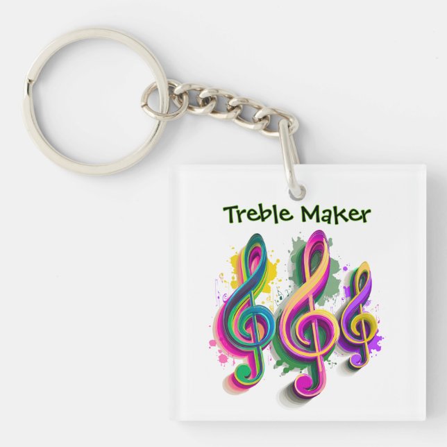 Llavero Colorido Treble Clef Music Design (Frente)