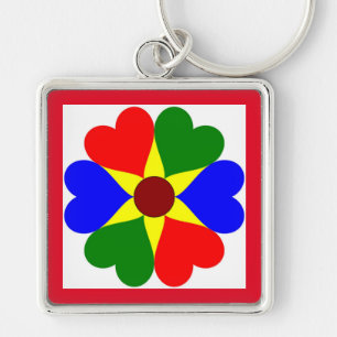 LLAVERO COLORIDOS CORAZONES DE FLORES