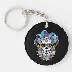 Llavero Colorous Jester Skull Keychain