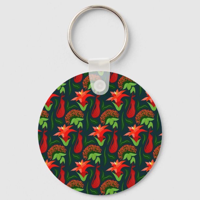 Llavero Colourful Exotic Flowers Leaves Pattern-23187 (Anverso)