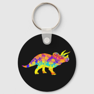 Llavero Colourful Psychedelic Triceratops Dinosaur Art