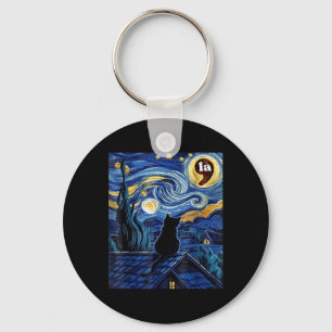Llavero Coma de gato negro de noche estrellada La Kamala H