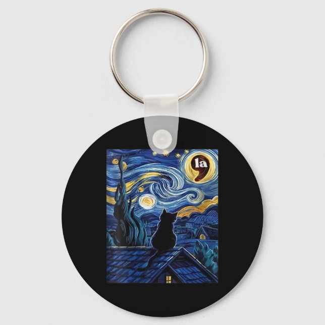 Llavero Coma de gato negro Halloween Starry Night para muj (Anverso)
