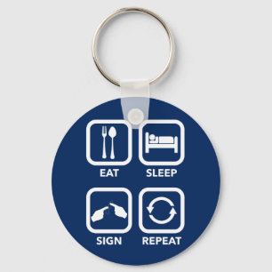 Llavero Coma. Sueño. Rótulo. Repetición.   ASL keychain